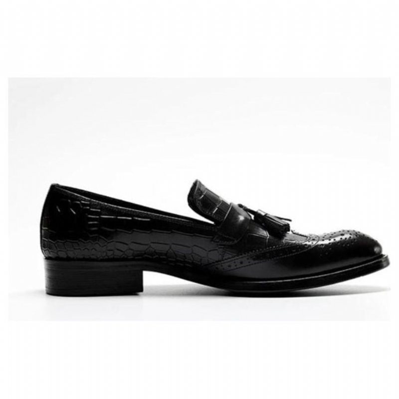 Ανδρικά Loafers Vintage Tassel Brogue Φόρεμα Παπούτσια - Μαύρο