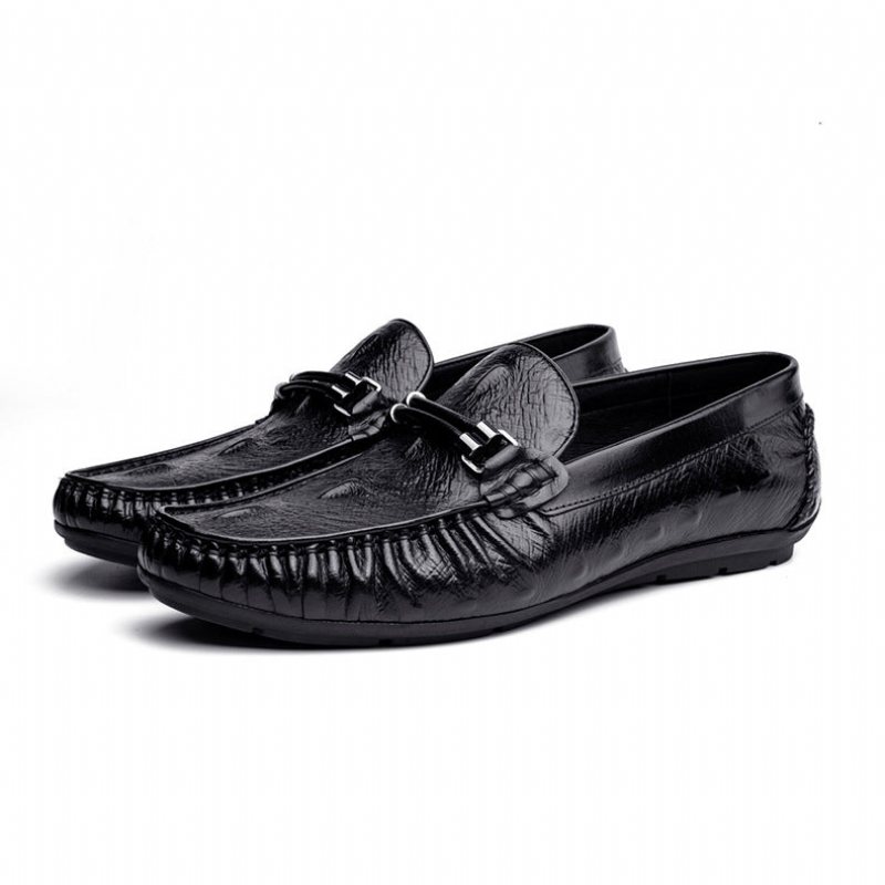 Ανδρικά Loafers Vintage Δέρμα Κροκόδειλου Exotic Brogue - Μαύρο