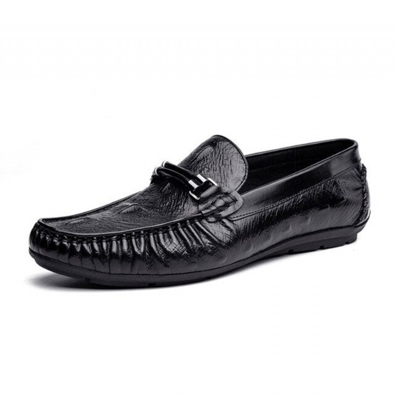 Ανδρικά Loafers Vintage Δέρμα Κροκόδειλου Exotic Brogue - Μαύρο