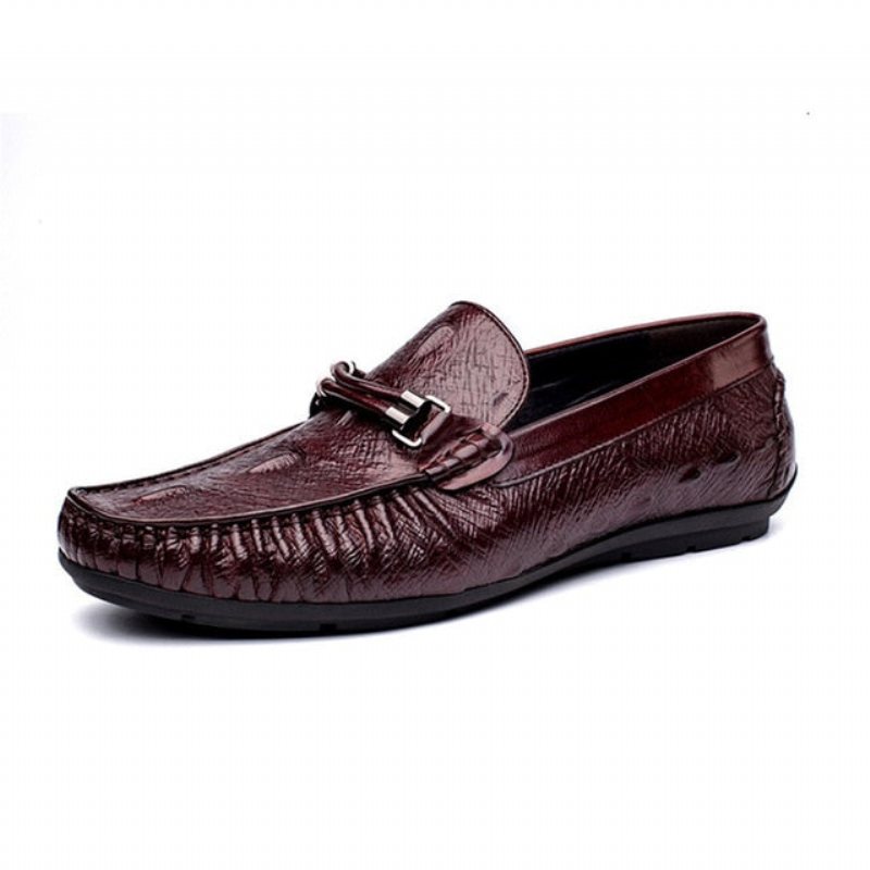 Ανδρικά Loafers Vintage Δέρμα Κροκόδειλου Exotic Brogue - Κόκκινο