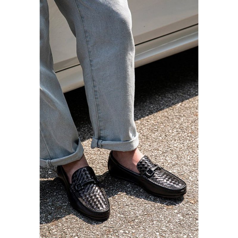 Ανδρικά Loafers Weavingluxe Leather Slip On - Μαύρο 2