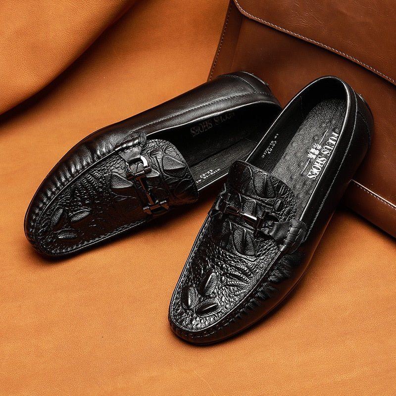 Ανδρικά Loafers Αδιάβροχα Slip On Δερμάτινα - Μαύρο