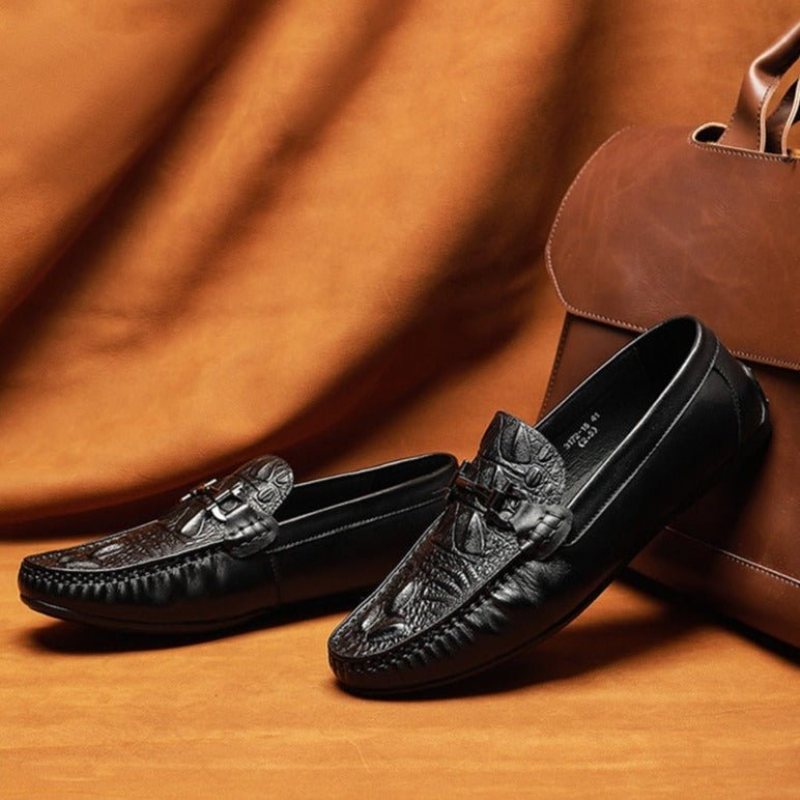 Ανδρικά Loafers Αδιάβροχα Slip On Δερμάτινα - Μαύρο