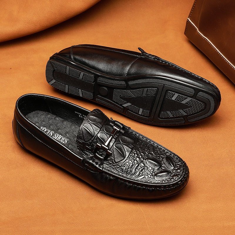 Ανδρικά Loafers Αδιάβροχα Slip On Δερμάτινα - Μαύρο