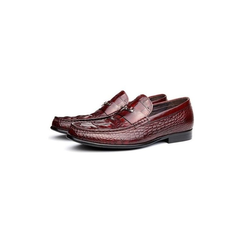 Ανδρικά Loafers Αδιάβροχα Ανάγλυφα Δερμάτινα Slip-on - Κόκκινο