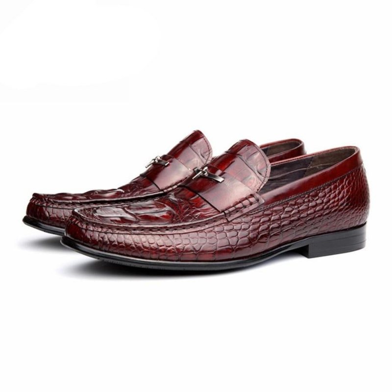 Ανδρικά Loafers Αδιάβροχα Ανάγλυφα Δερμάτινα Slip-on - Κόκκινο