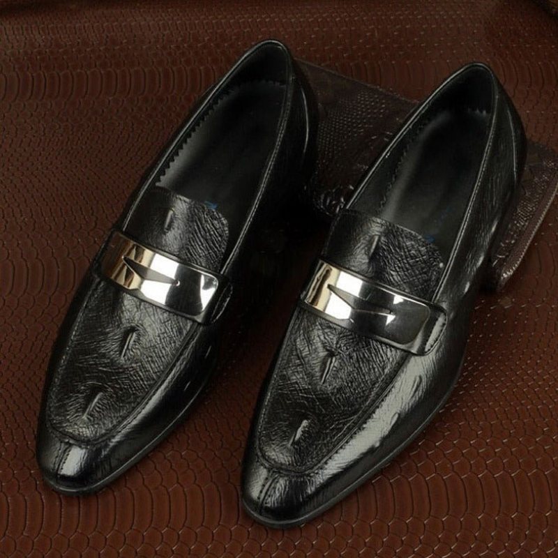 Ανδρικά Loafers Αλιγάτορα Με Υφή Slip-on Μυτερά Μοκασίνια - Μαύρο 