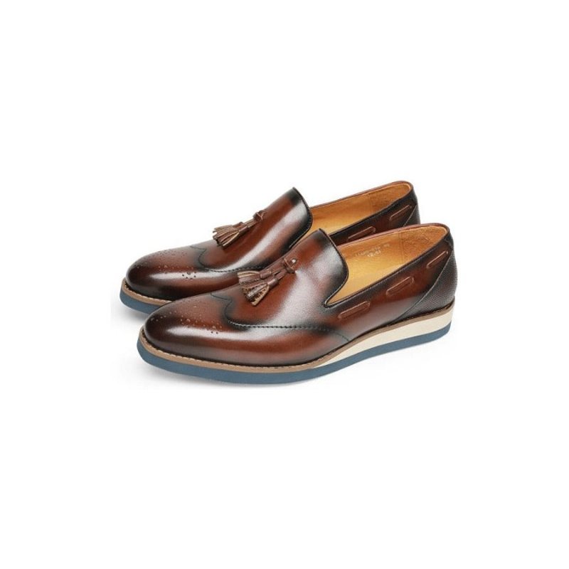 Ανδρικά Loafers Ανάγλυφα Brogue Slip-on - Καφές