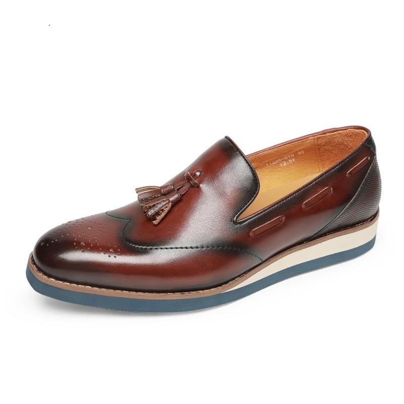 Ανδρικά Loafers Ανάγλυφα Brogue Slip-on - Καφές