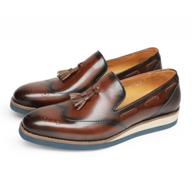 Ανδρικά Loafers Ανάγλυφα Brogue Slip-on - Καφές