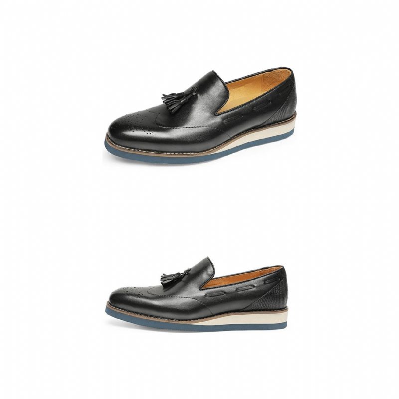 Ανδρικά Loafers Ανάγλυφα Brogue Slip-on - Μαύρο