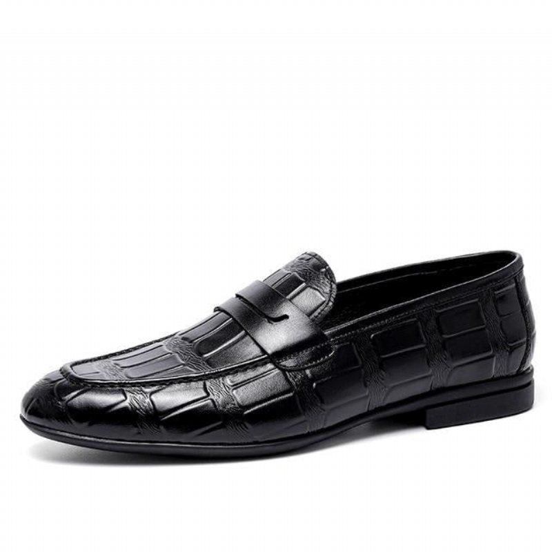 Ανδρικά Loafers Γνήσιο Δέρμα Ανάγλυφο Slip-on Elegance - Μαύρο 