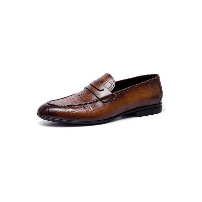 Ανδρικά Loafers Γνήσιο Δέρμα Ανάγλυφο Slip-on Elegance - Καφές