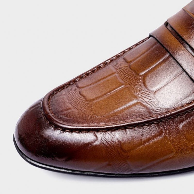 Ανδρικά Loafers Γνήσιο Δέρμα Ανάγλυφο Slip-on Elegance - Καφές