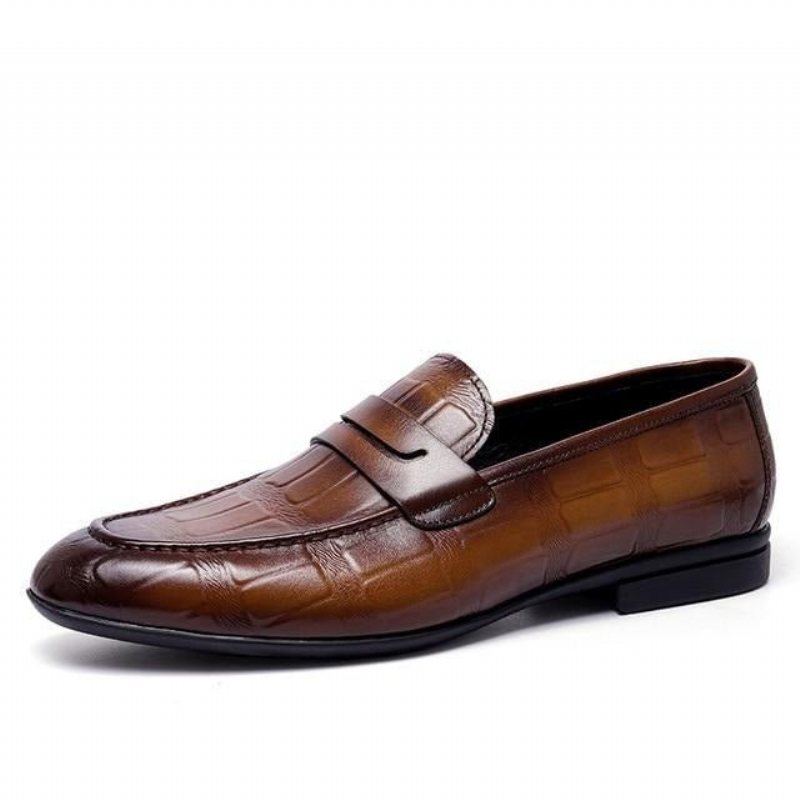 Ανδρικά Loafers Γνήσιο Δέρμα Ανάγλυφο Slip-on Elegance - Καφές