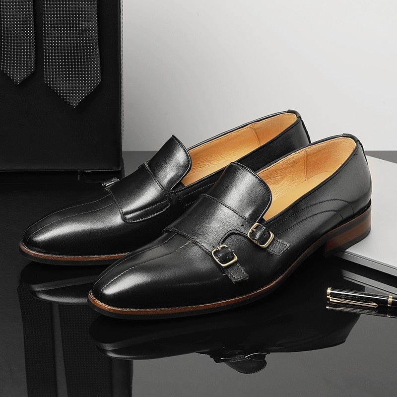 Ανδρικά Loafers Εκλεπτυσμένο Exotic Leather Monk Strap Party - Μαύρο