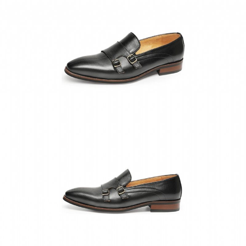 Ανδρικά Loafers Εκλεπτυσμένο Exotic Leather Monk Strap Party - Μαύρο