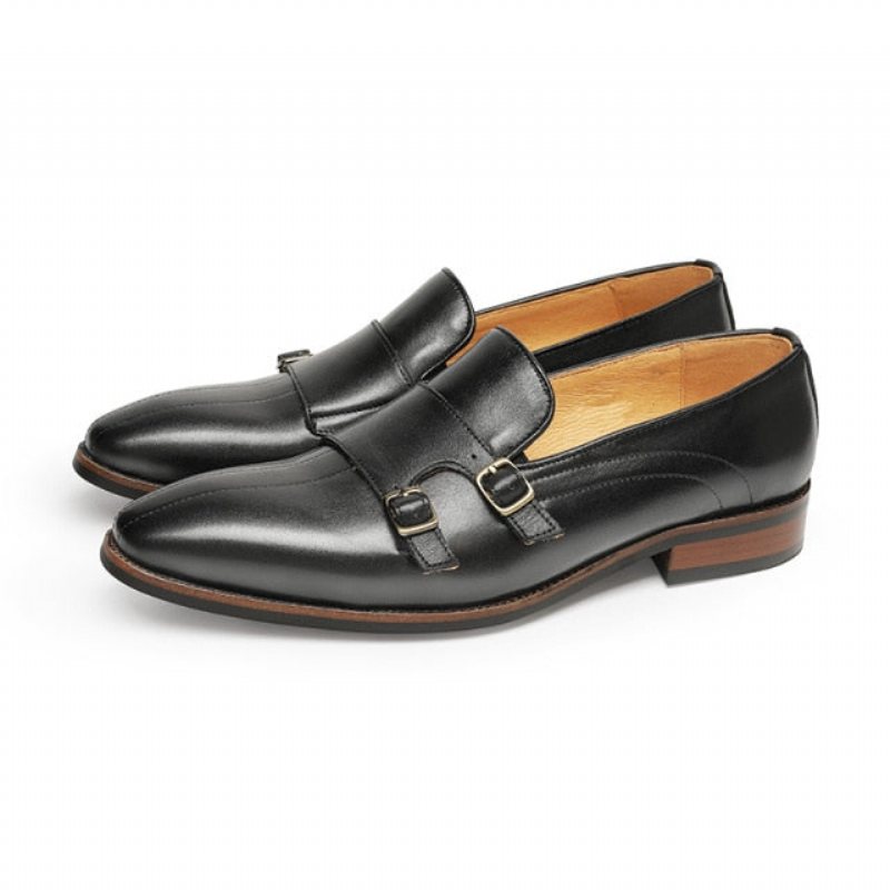 Ανδρικά Loafers Εκλεπτυσμένο Exotic Leather Monk Strap Party - Μαύρο