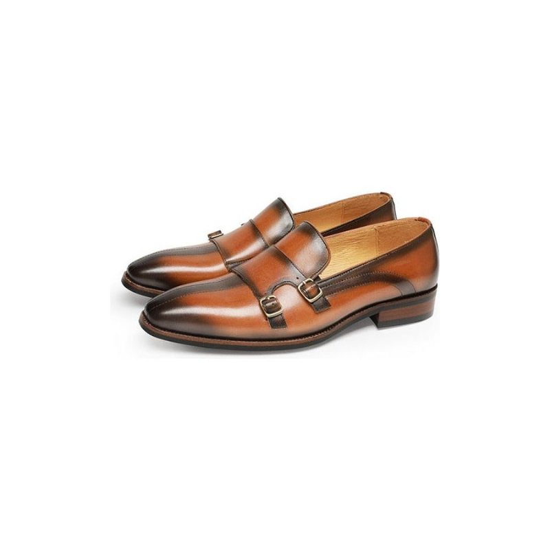 Ανδρικά Loafers Εκλεπτυσμένο Exotic Leather Monk Strap Party - Καφέ