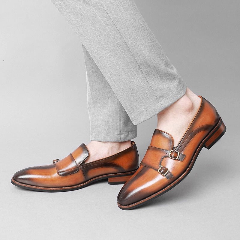 Ανδρικά Loafers Εκλεπτυσμένο Exotic Leather Monk Strap Party - Καφέ