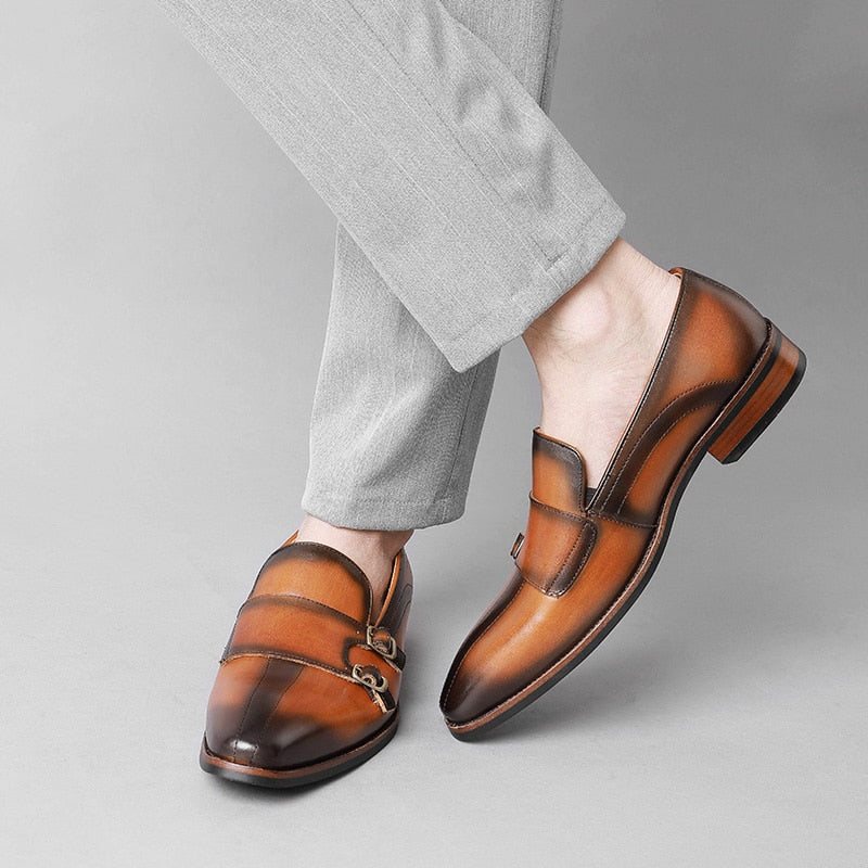 Ανδρικά Loafers Εκλεπτυσμένο Exotic Leather Monk Strap Party - Καφέ