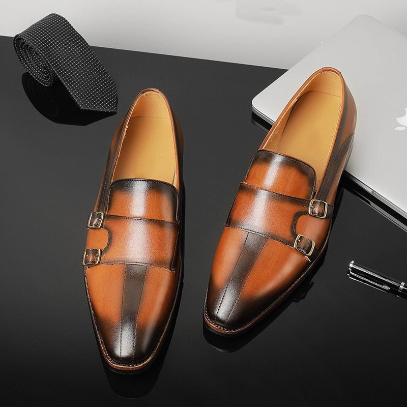 Ανδρικά Loafers Εκλεπτυσμένο Exotic Leather Monk Strap Party - Καφέ