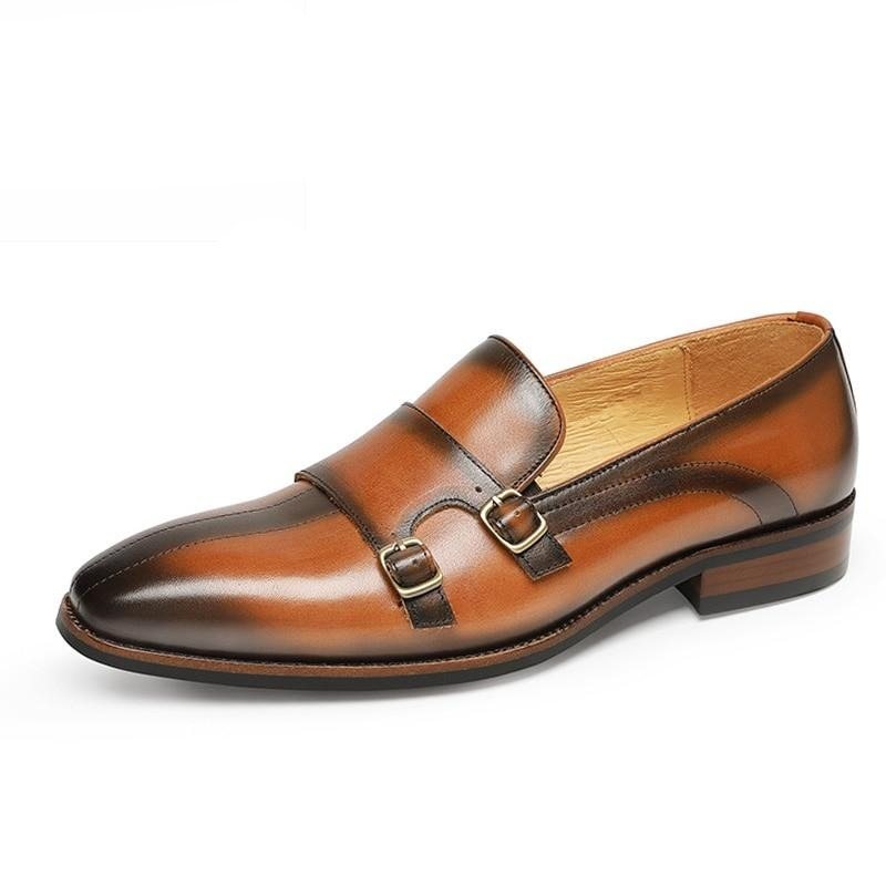 Ανδρικά Loafers Εκλεπτυσμένο Exotic Leather Monk Strap Party - Καφέ