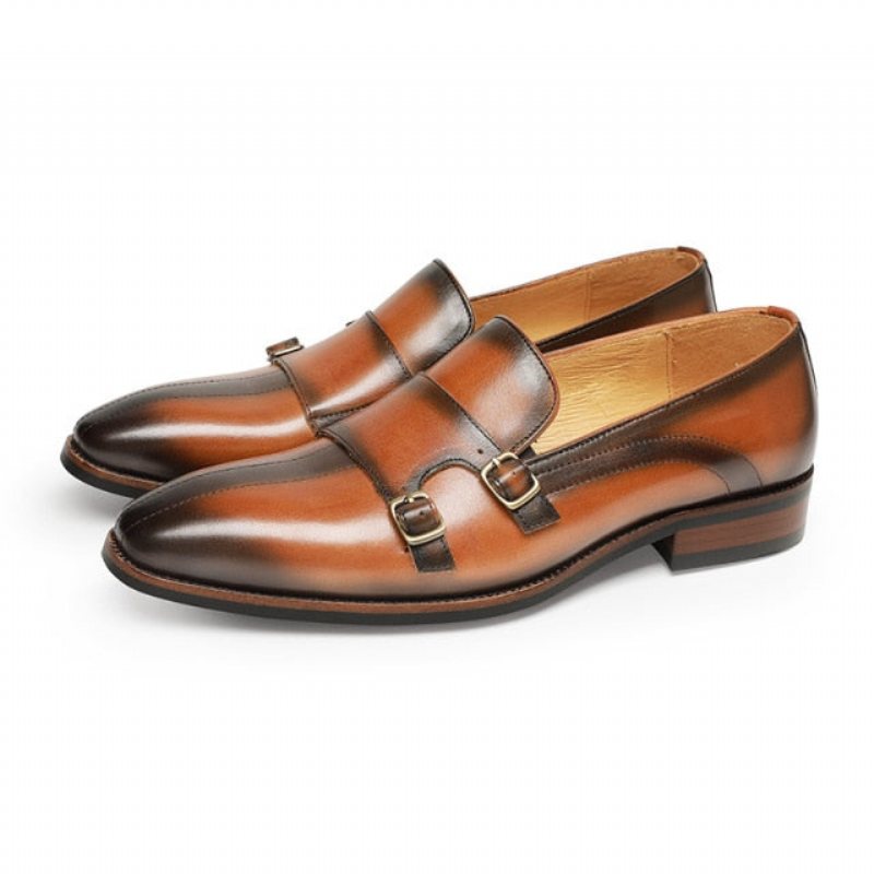 Ανδρικά Loafers Εκλεπτυσμένο Exotic Leather Monk Strap Party - Καφέ