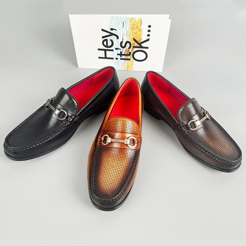 Ανδρικά Loafers Κομψά Slip On Από Γνήσιο Δέρμα - Καφέ