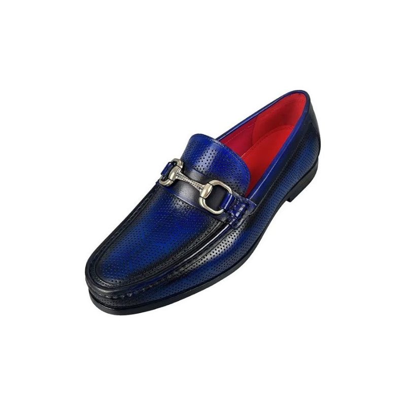 Ανδρικά Loafers Κομψά Slip On Από Γνήσιο Δέρμα - Μπλε