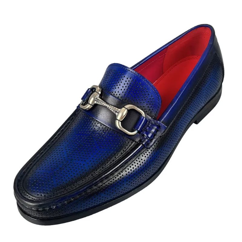 Ανδρικά Loafers Κομψά Slip On Από Γνήσιο Δέρμα - Μπλε