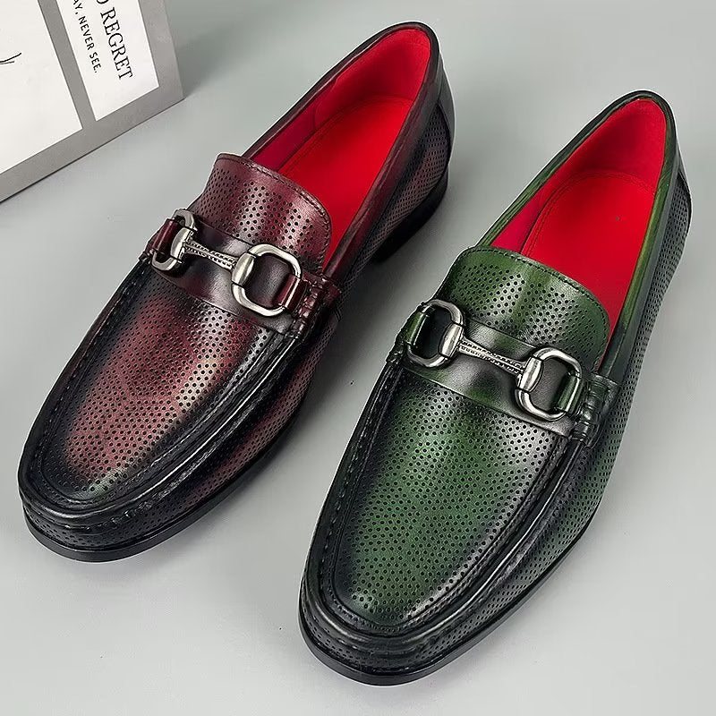 Ανδρικά Loafers Κομψά Slip On Από Γνήσιο Δέρμα - Πράσινο