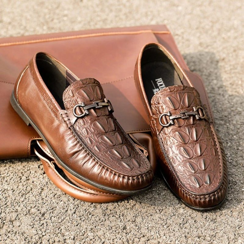 Ανδρικά Loafers Κομψά Slip-on Δερμάτινα - Καφές