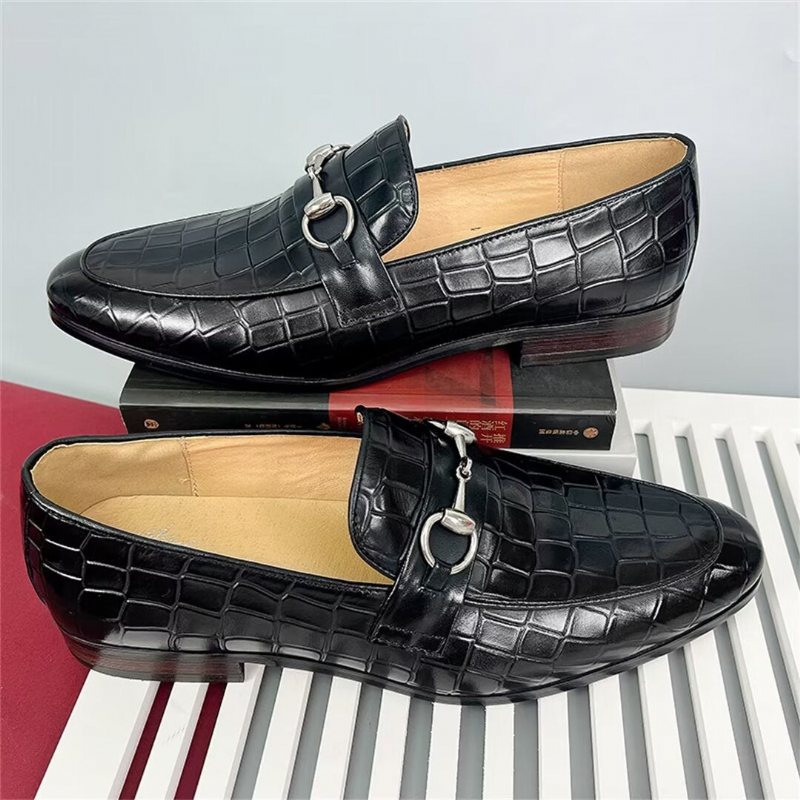 Ανδρικά Loafers Κομψά Δερμάτινα Με Στρογγυλά Δάχτυλα - Καφέ