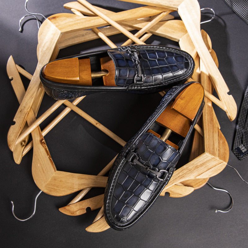 Ανδρικά Loafers Πολυτέλεια Alligator Print Leather Penny - Μπλε