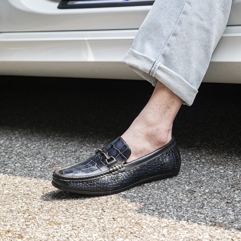 Ανδρικά Loafers Πολυτέλεια Alligator Print Leather Penny - Μπλε