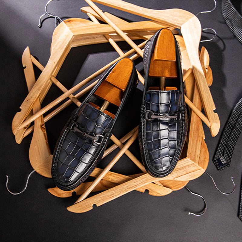 Ανδρικά Loafers Πολυτέλεια Alligator Print Leather Penny - Μπλε