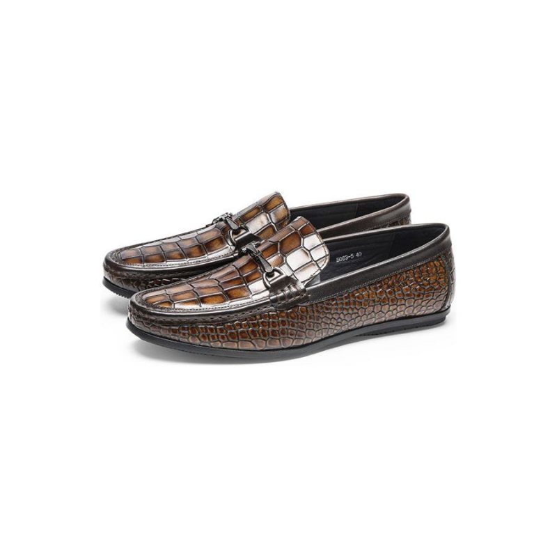 Ανδρικά Loafers Πολυτέλεια Alligator Print Leather Penny - Καφέ