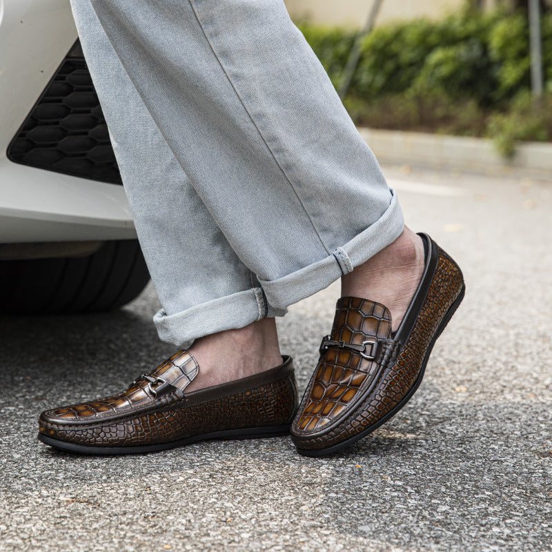 Ανδρικά Loafers Πολυτέλεια Alligator Print Leather Penny - Καφέ