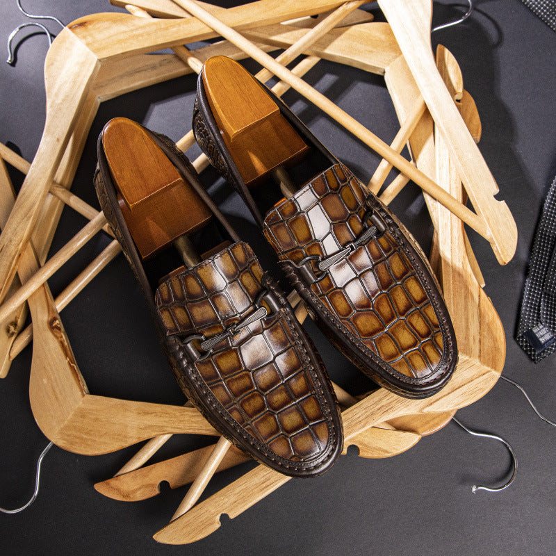 Ανδρικά Loafers Πολυτέλεια Alligator Print Leather Penny - Καφέ