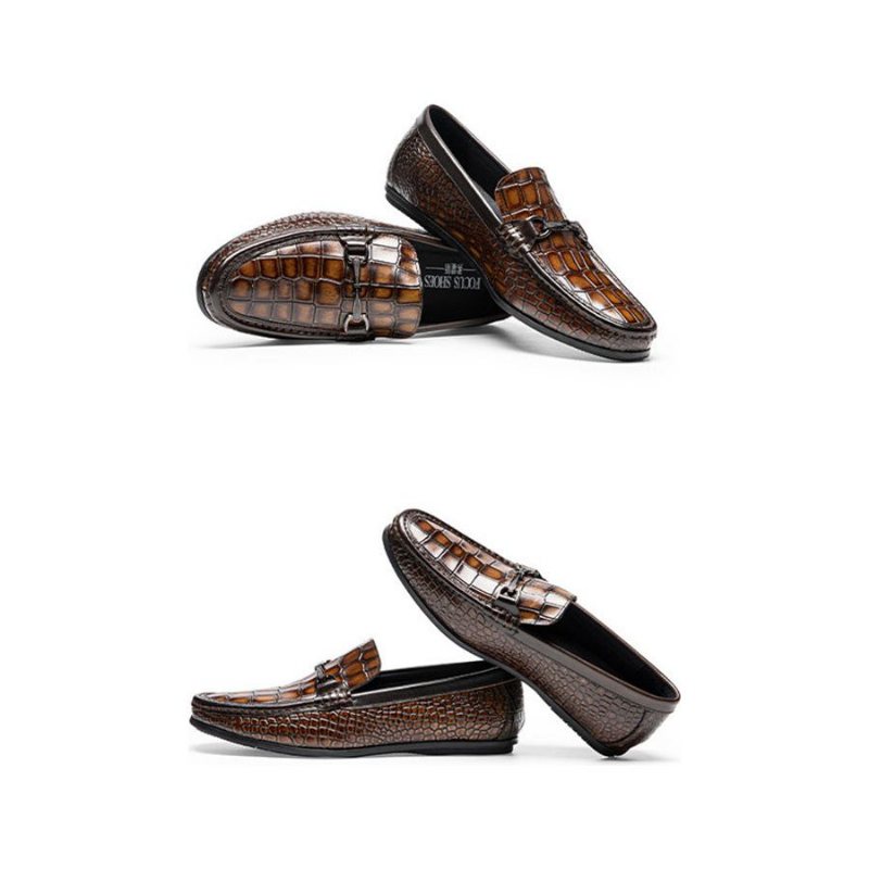 Ανδρικά Loafers Πολυτέλεια Alligator Print Leather Penny - Καφέ