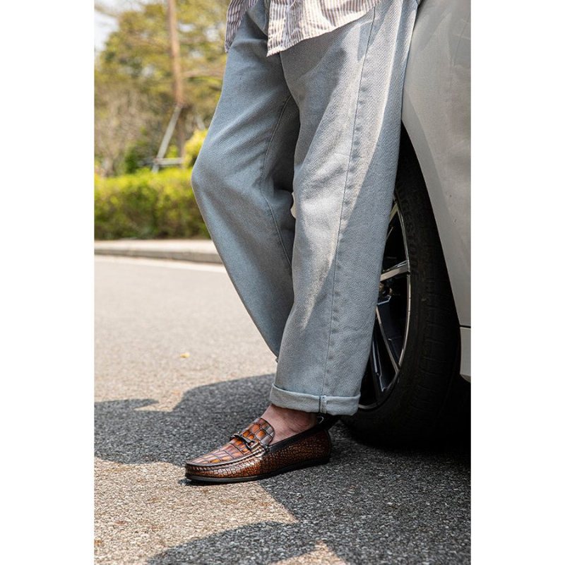 Ανδρικά Loafers Πολυτέλεια Alligator Print Leather Penny - Καφέ