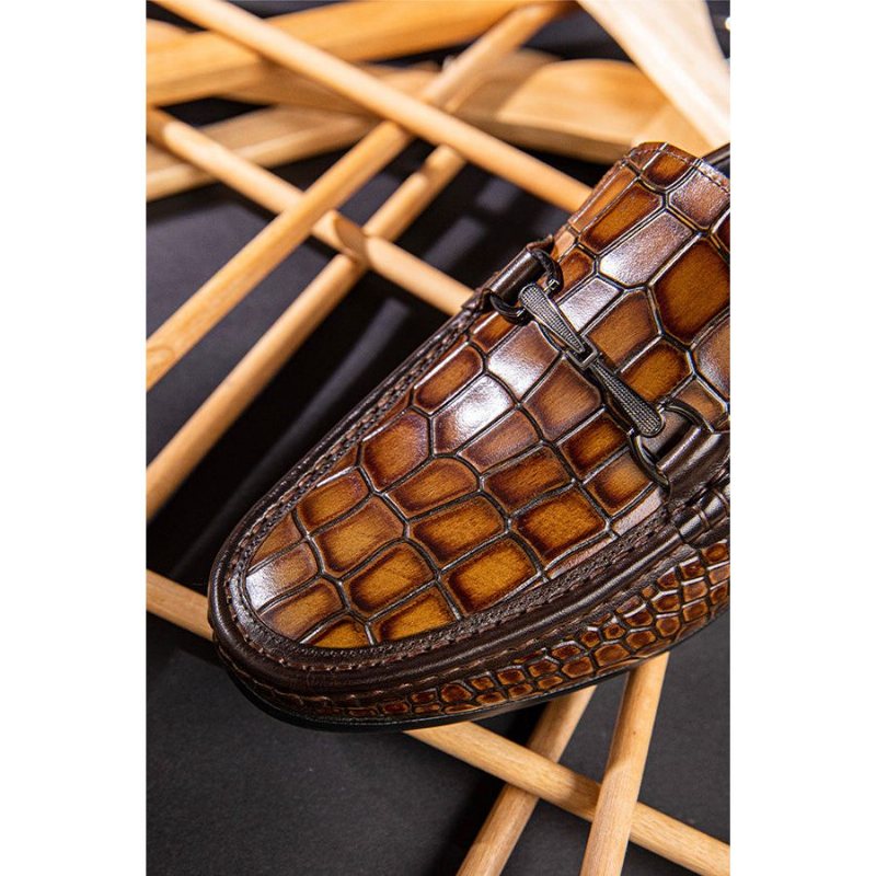 Ανδρικά Loafers Πολυτέλεια Alligator Print Leather Penny - Καφέ