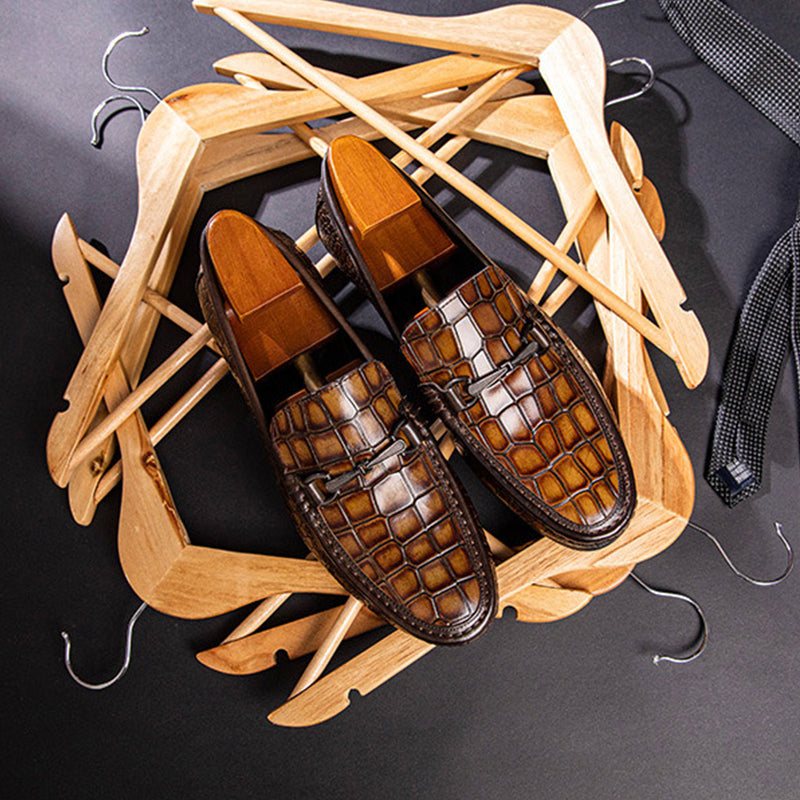 Ανδρικά Loafers Πολυτέλεια Alligator Print Leather Penny - Καφέ