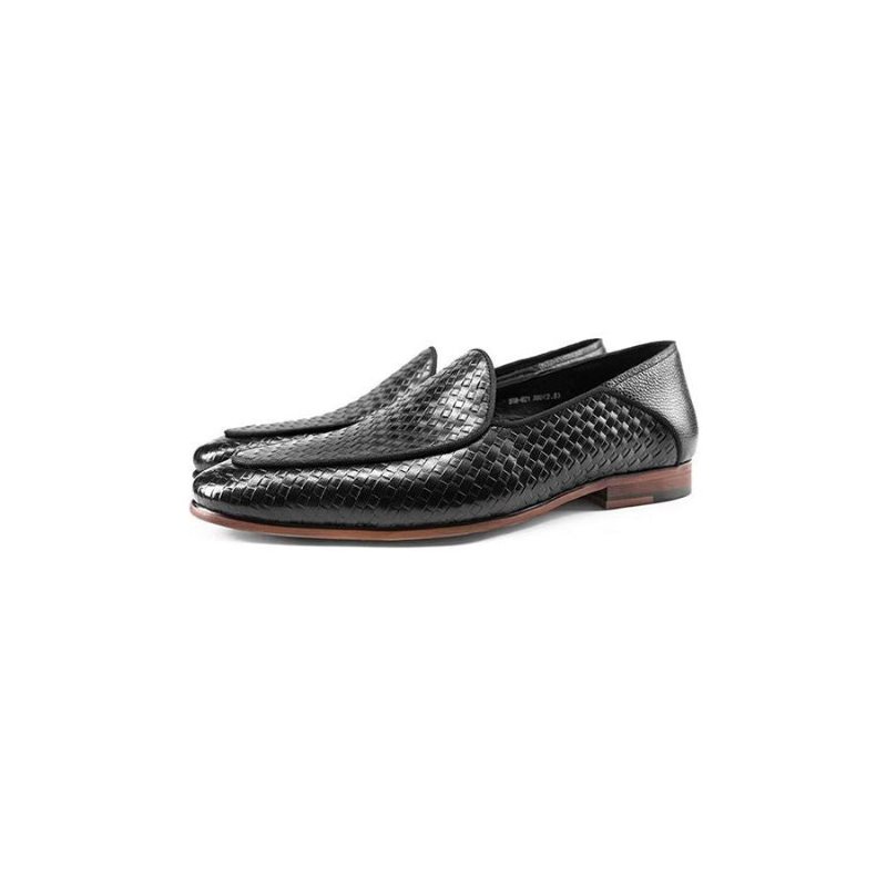 Ανδρικά Loafers Πολυτέλεια Cow Leather Exotic Texture Slip-on - Μαύρος