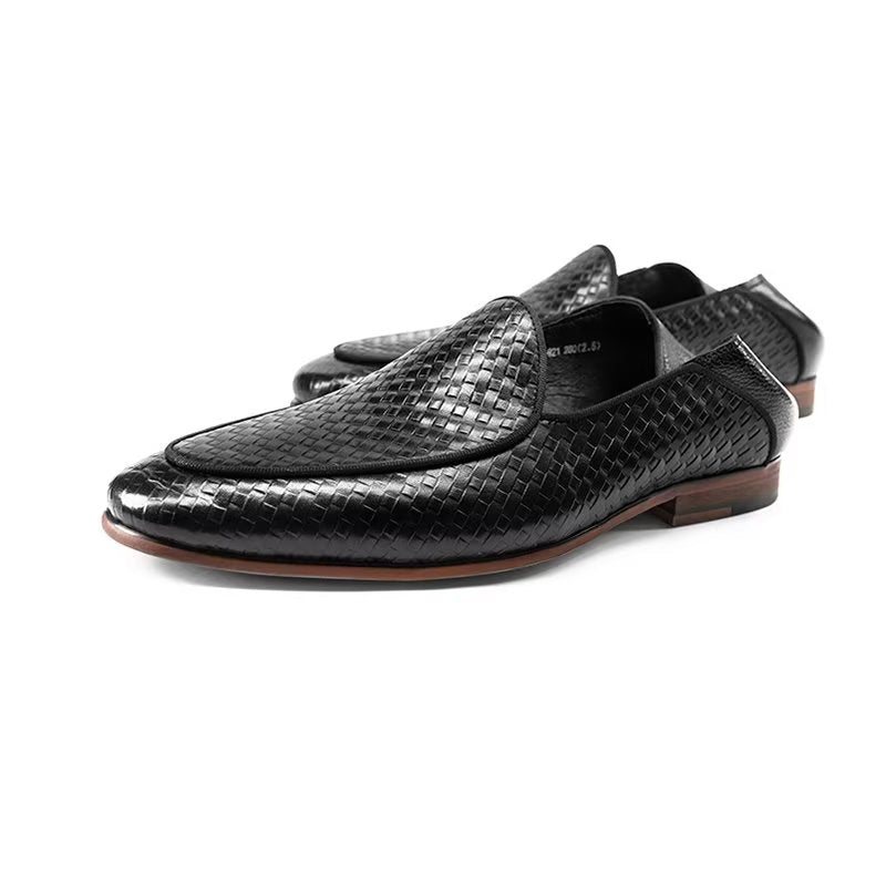 Ανδρικά Loafers Πολυτέλεια Cow Leather Exotic Texture Slip-on - Μαύρος