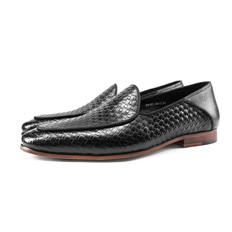 Ανδρικά Loafers Πολυτέλεια Cow Leather Exotic Texture Slip-on - Μαύρος