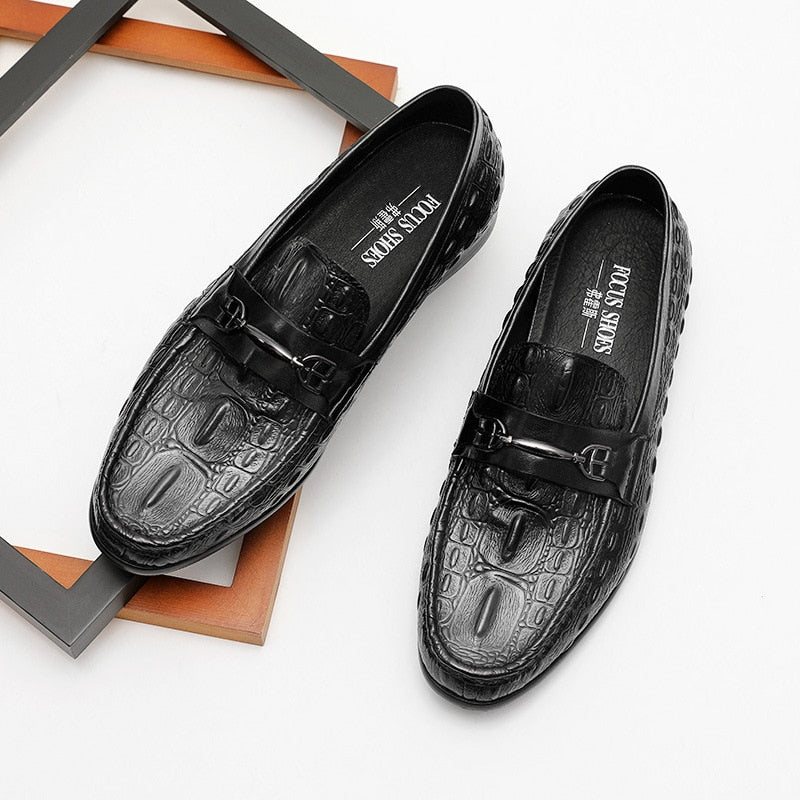 Ανδρικά Loafers Πολυτέλεια Crocbreeze Leather Slip-on - Μαύρο