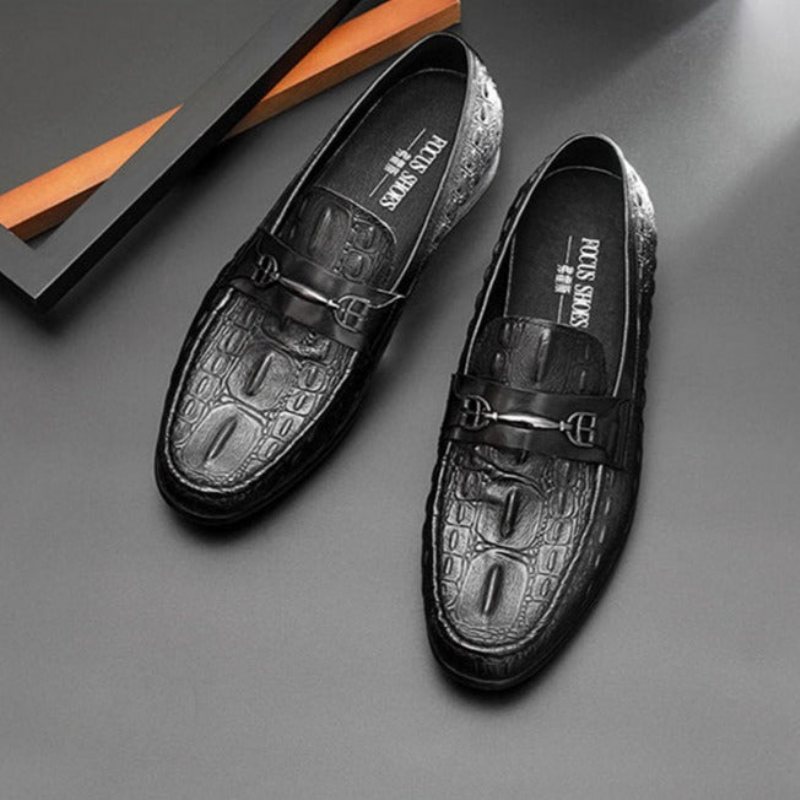 Ανδρικά Loafers Πολυτέλεια Crocbreeze Leather Slip-on - Μαύρο