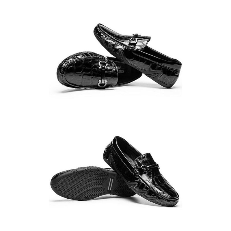 Ανδρικά Loafers Πολυτέλεια Crocmoc Crocodile Leather - Μαύρο